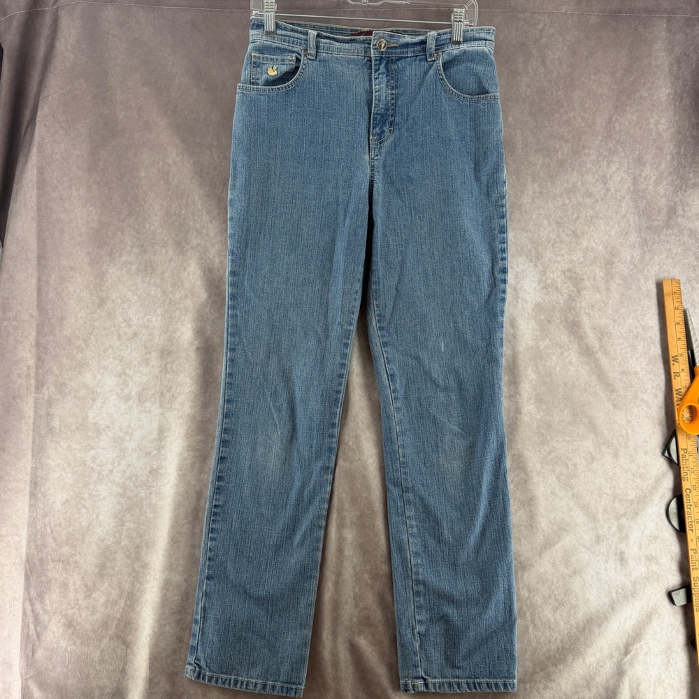 Gloria Vanderbilt Womens High Rise Straight Leg Jeans Blue Medium Wash SZ Small